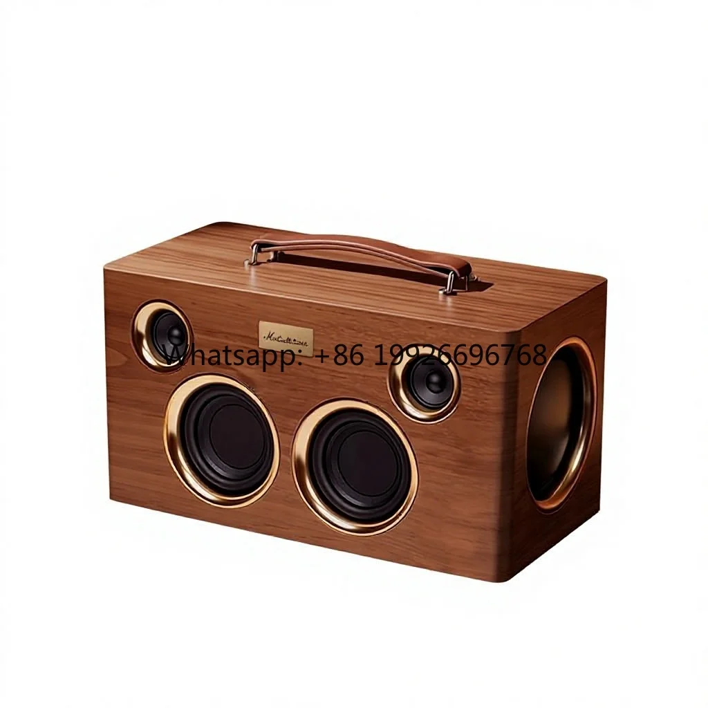 120W Vintage Wooden Karaoke Deep Bass Multi-channel Blue-tooth Speaker with HD Stereo Sound for Home