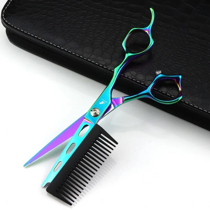 NEPURLson 6.0-inch JP440C color comb clipper  hair scissors personalized cutting scissors  sharp comfortable beauty