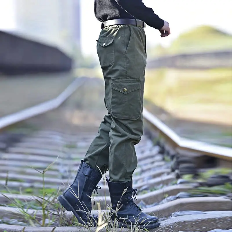 メンズルーズフィット純綿作業ズボン秋冬ロングパンツ溶接保護服抗熱修理用