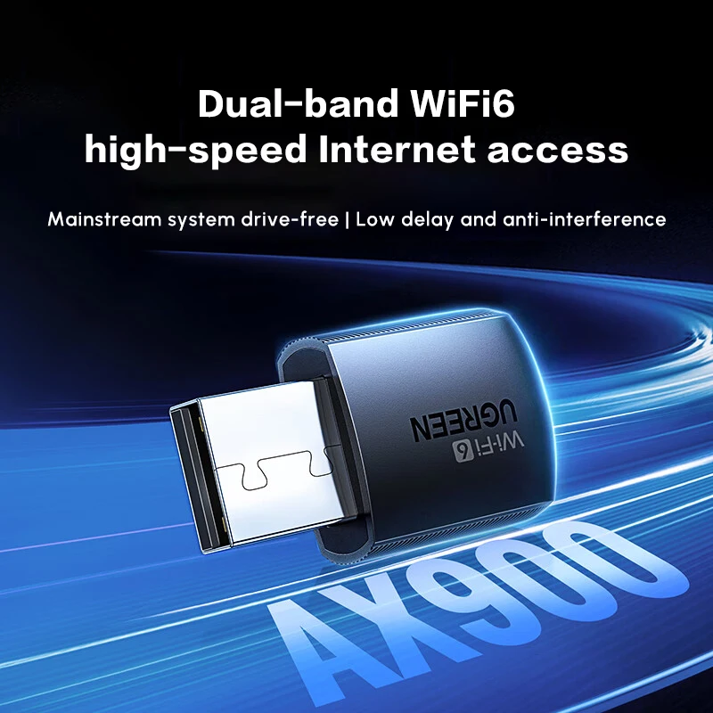 デスクトップPC用UGREEN USB-A WiFiアダプター、AX300 USB WiFi 6アダプター（2.4GHz対応）、Windows7/10/11用内蔵ドライバー