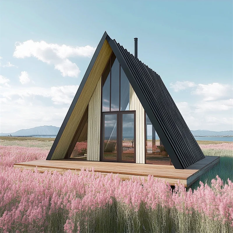 منزل مثلث منازل جاهزة حديقة شاليه خشب سجل المقصورة أطقم إطار منازل صغيرة للبيع #1