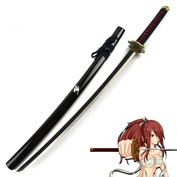 [Funny] 100cm Cosplay Anime Fairy tail Erza Scarlet weapon wooden Sword model Costume party Anime show Japan samurai sword gift