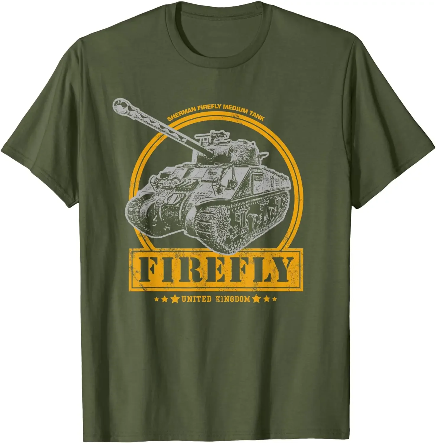 British Army Sherman Firefly Tank T-Shirt 100% Cotton O-Neck Short Sleeve Casual Mens T-shirt Size S-3XL