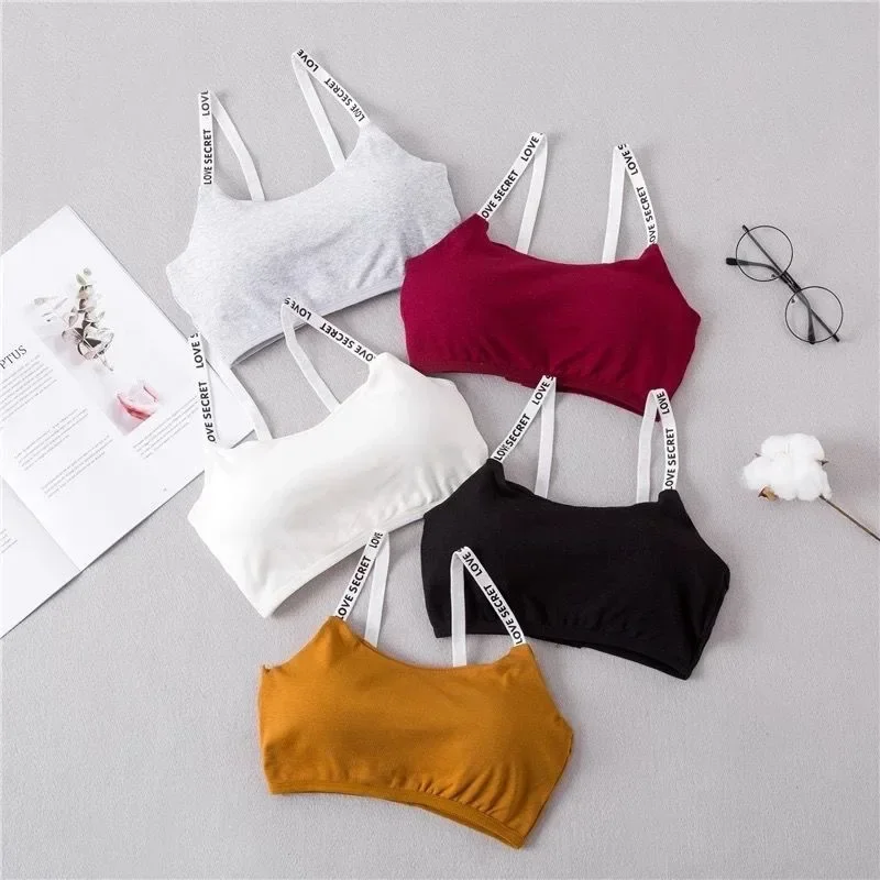 1Pcs Sexy Seamless Detachable Padded Sling Cotton Bra Casual Letter Printing Bra Fitness Breathable run Ladies Bra