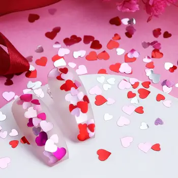 6格混合愛心亮片美甲飾品設計,紅色黑色愛心造型亮片,情人節美甲配件 10 最佳銷售 心型閃光 - №8