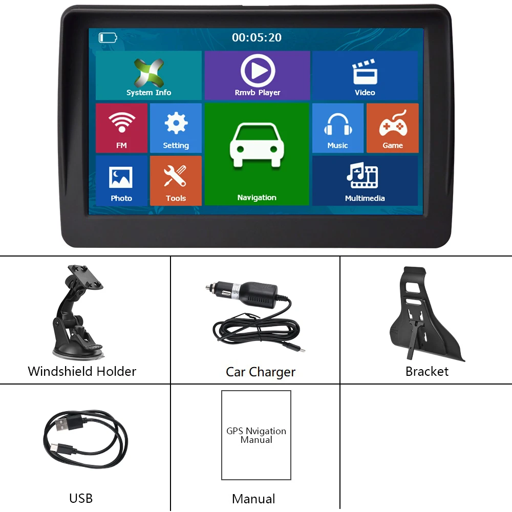 Degreat Auto-GPS-Navigation 7-Zoll-Touchscreen GPS-Navigator LKW-Sonnenschutz Sat-Navigation 256M Europa-Karte GPS-Navigatoren