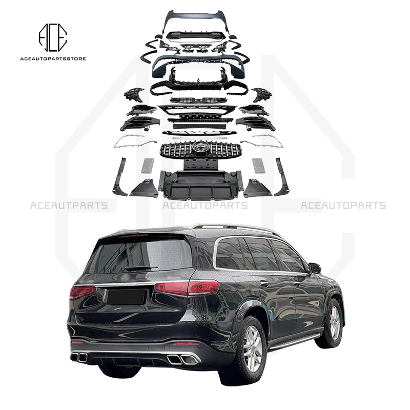 

For Mercedes Benz GLS X167 Upgrade To GLS AMG GLS63 Style Front Bumper middle Grille Rear Bumper body Body Kits 2020-2022