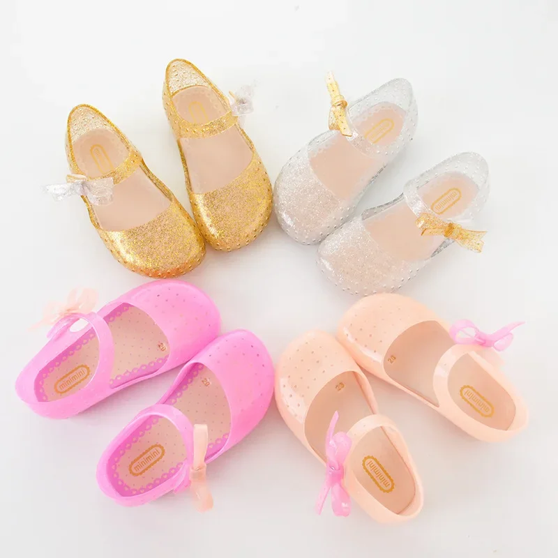 Sandali per bambini Baby Jelly Crystal Glowing Shoes Bow scarpe per bambini sandali per ragazza scarpe da principessa scarpe illuminate per ragazzo muslimah