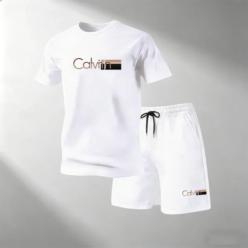 2026 Summer Men's Streetwear 2 Piece Set O-Neck T-Shirt+Sports Shorts Quick Dry Fitness Gym Running Suit Hot Sale Fashion Casual