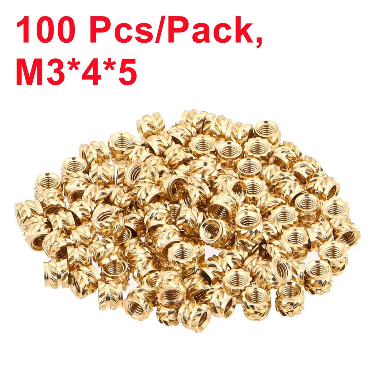 50/100 Stuks M3X4X5 Warmte Insert Inbedding Moer M3 Schroefdraad Gekartelde Messing Schroef Noten 3D Printer Voron 2.4 En anderen