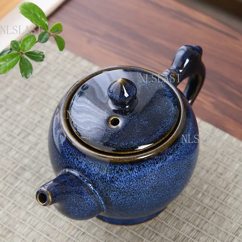 Dark Blue Starry Glaze Ceramic Tea Brewing Set Handmade Kiln Transformation Glaze Teapot Fair Cup And Tea Cup Combination