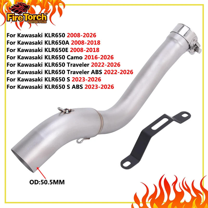 Slip-on-Auspuffanlage für KAWASAKI KLR 650 KLR650 2008 - 2018 Motorrad mit 51MM Endschalldämpfer und Verbindungsrohr