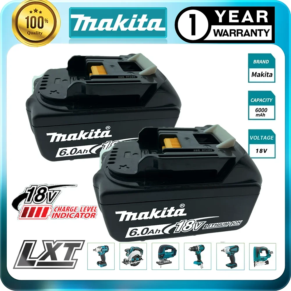 

Original Makita 18V 6A Rechargeable Power Tools Battery 18V makita with LED Li-ion Replacement LXT BL1860B BL1860 BL1850 Charger