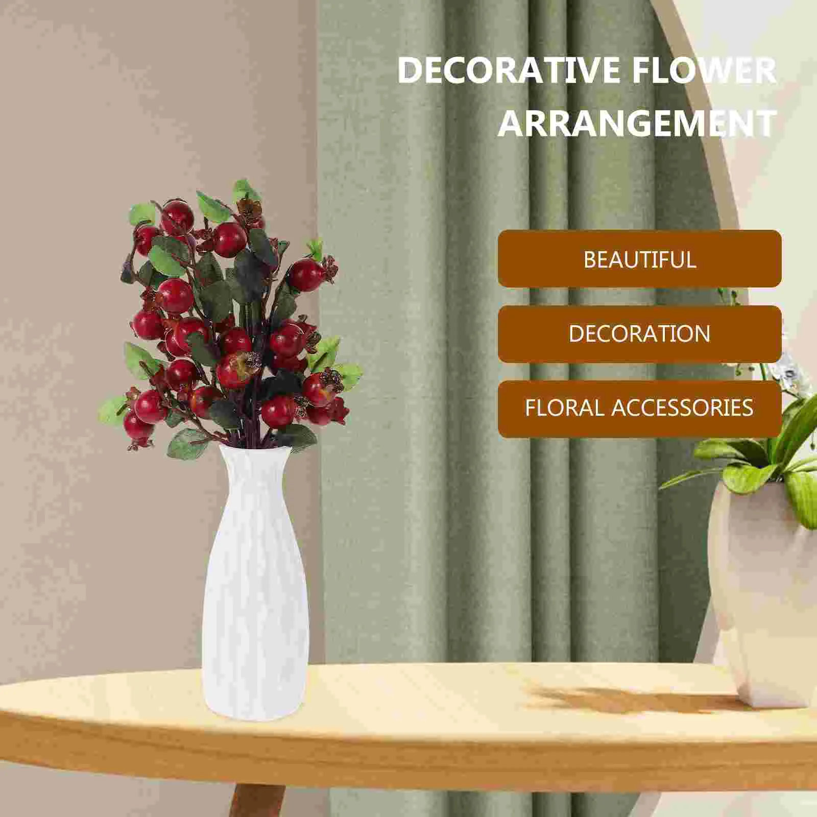 Faux Flowers Simulation Pomegranate Artificial Rosehip Berries Leaf Floral Accessories Christmas Picks Holly