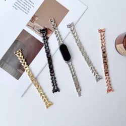 Luxury Love Heart Metal Strap For Xiaomi Mi Band 8 9 Smart Replacement Wristband For Mi Band 8 9 Women Girl Bracelet Accessories