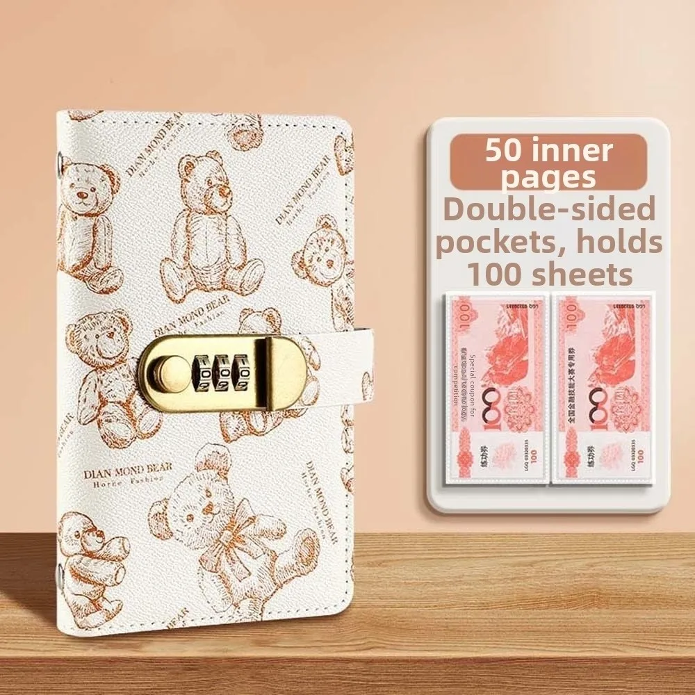 A6 Code Notebook for Money Cartoon Bear Printed Daily Plan Cash Budget Ledger Anti-splash Water Diary Notepad