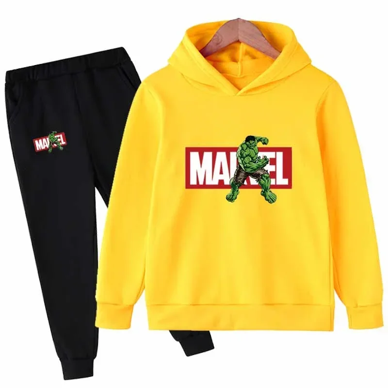 Avengers Hulk Kids Hoodies Sets 2024Cartoon Boys Girls Autumn Winter Hooded Toddler Long Sleeve Clothes Sweaters Y2k Clothes