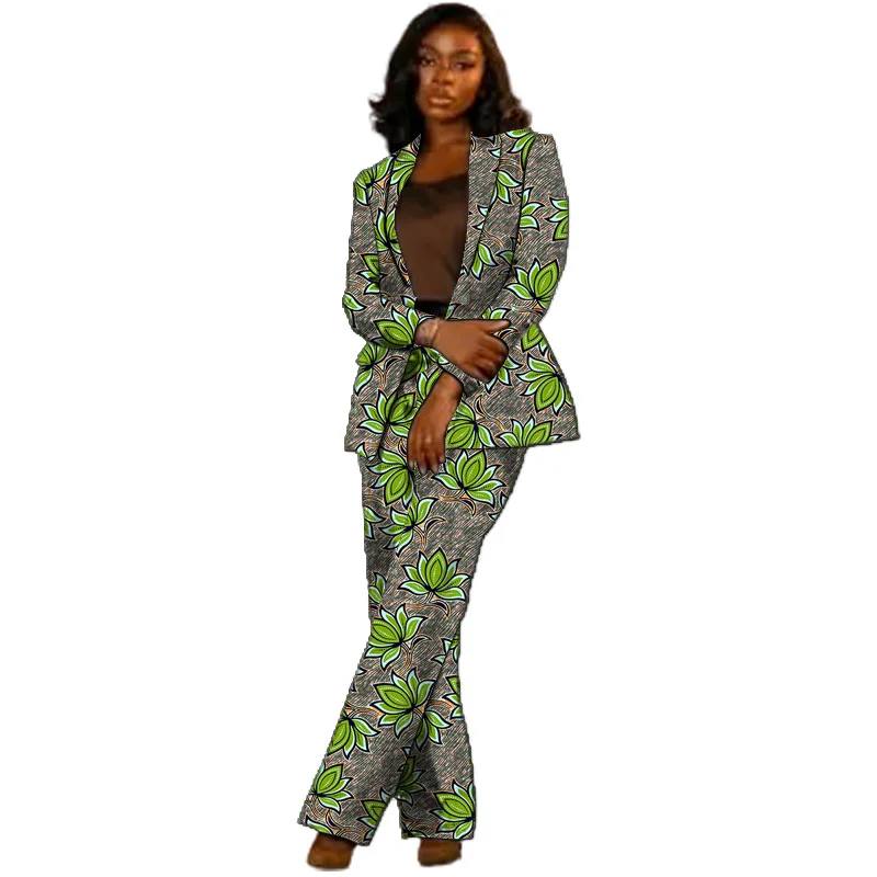 African Couture Women's Suit Ethnic Style Print Female Blazers With Pants Customized Ladies' Gown