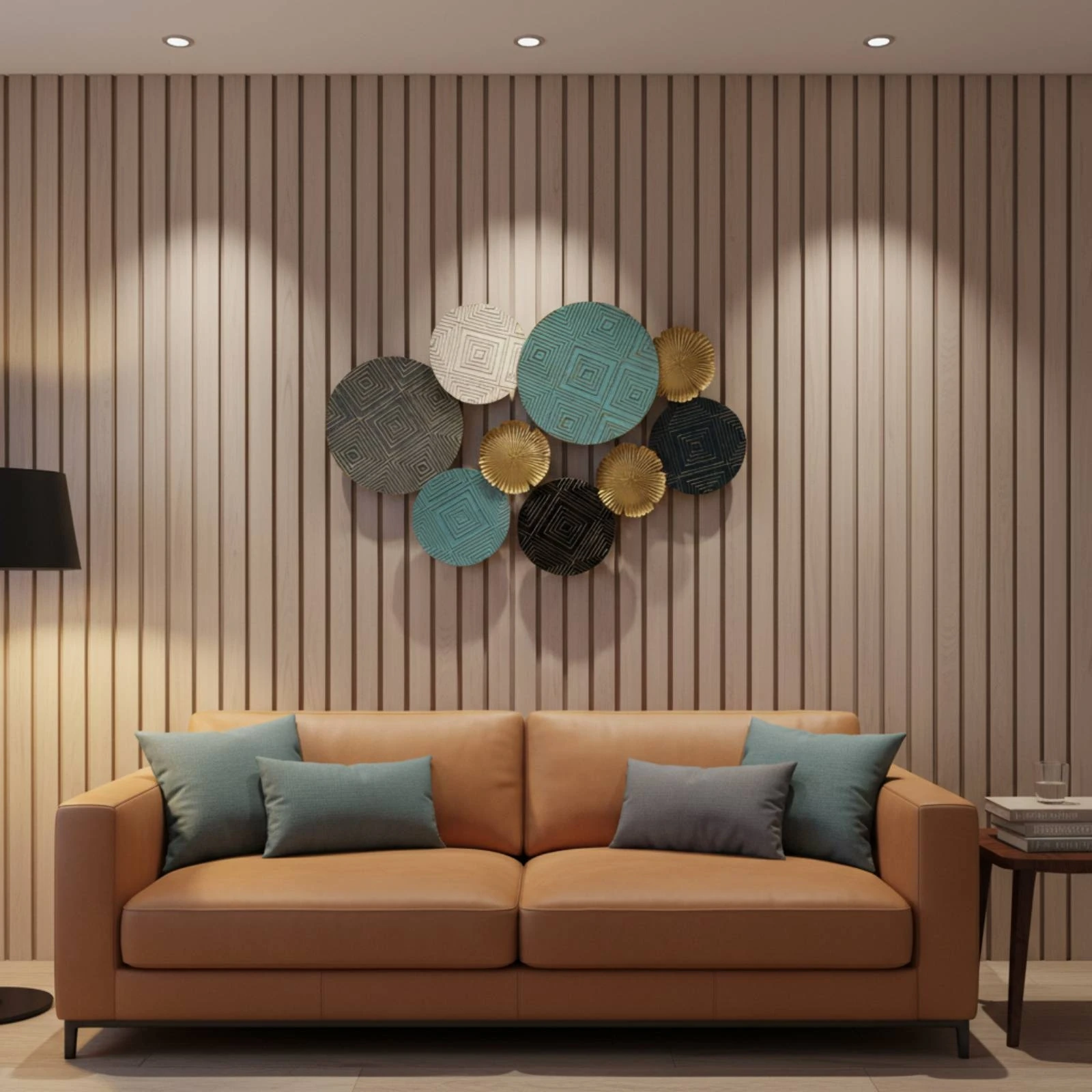 

Layered Circular Wall Decor Hand-Painted Metal Disk Wall Art Modern Minimalist Textured Surface
