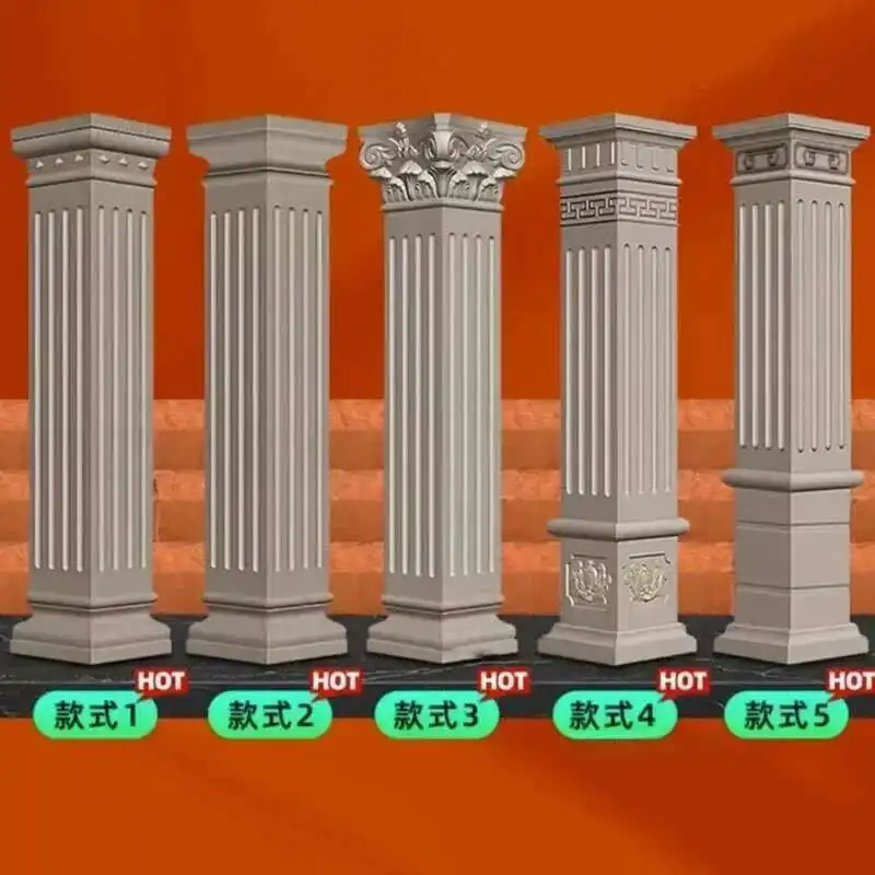 

European Decorative Roman Column Mold Villa Gate Cement Square Column Mation Embossed Flower Wall Decoration Square Column Model