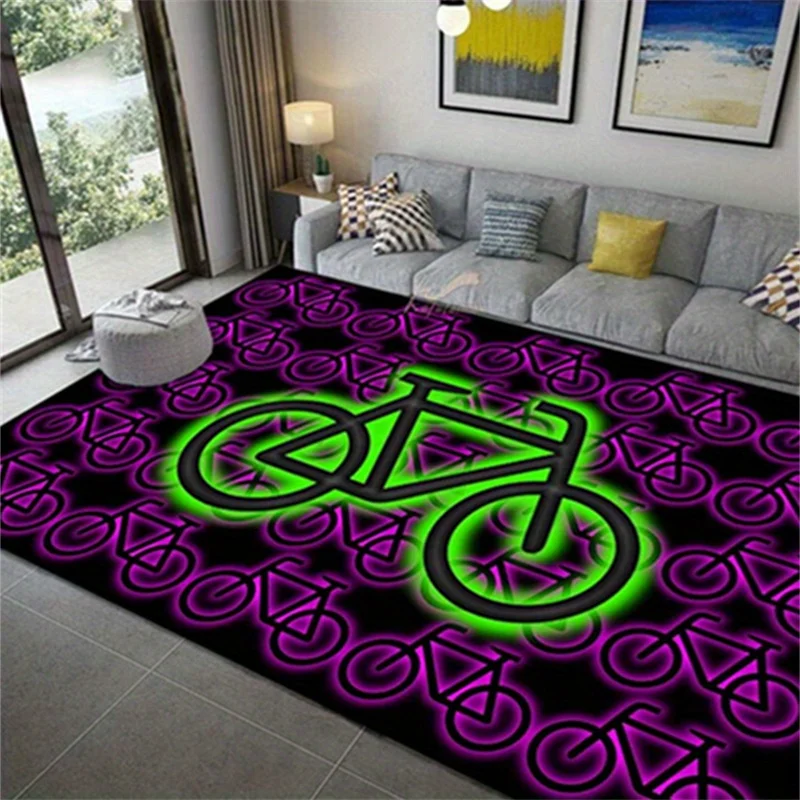 Neon Green Bicycle Doormat, Cool Cycling Pattern Floor Rug, Non-Slip Welcome Mat for Entryway Garage Home Decor Gift