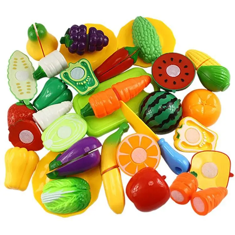 DIY Retend Play Toys Plastic Food Cutting Fruit Vegetable Pretend Play Children Kitchen Toys Montessori Learning Educational Toy