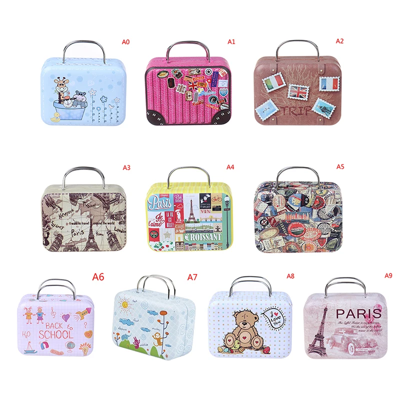 Fashion Metal Mini Suitcase for Dolls Miniature Toys Trunk Dollhouse Decoration