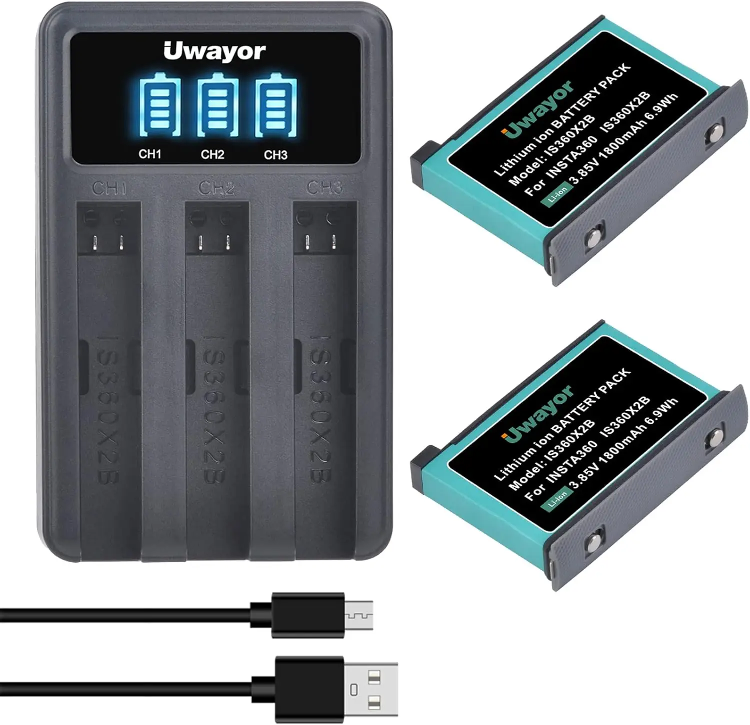 

Uwayor Insta360 ONE X2 Battery and USB 3-Channel Charger for Insta360 ONE X2, Compatible with Insta360 ONE X2