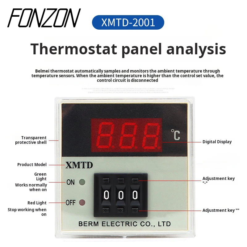 

XMTD-2001 PID Digital Display Temperature Controller 0-399℃ 0-999℃ K E PT100 Thermocouple 220AC 75*75mm Thermostat 220V