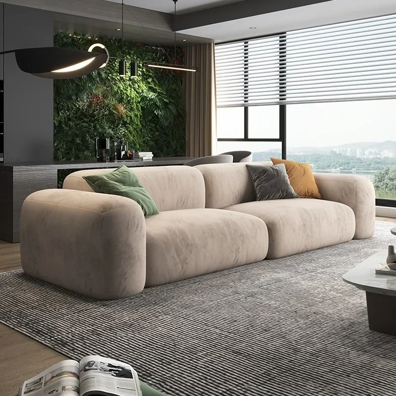 Nordic New Latex Straight Row Italian Minimalist Sofa Matte Velvet Cat Scratch Fabric  Modular Sectional Sofa Couch Set