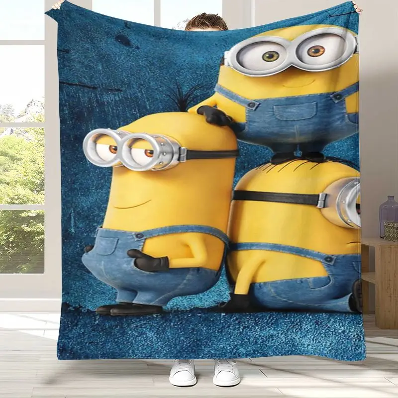 Funny Kawaii M-Minions Cartoon Soft Flannel Throw Blanket,Cozy Warm Blanket for Bed,Sofa,Living Room,Picnic,Home Decor,Gift Kid