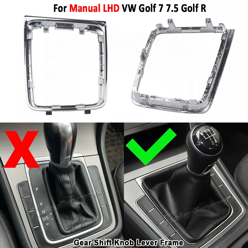 For VW Golf 7 7.5 Golf R Manual Left Driving Position For LHD Chrome ABS Gear Shift Knob Lever Frame Bracket Circle Shift Knob
