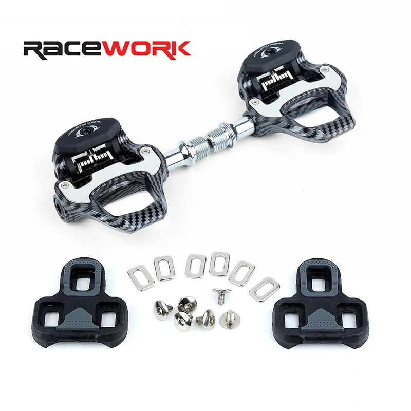 RACEWORK Carbon Fiber Pedals Self-Locking Suitable for SHIMANO or LOOK Road Bike High Quality Bearing Pedals Bicycle Parts