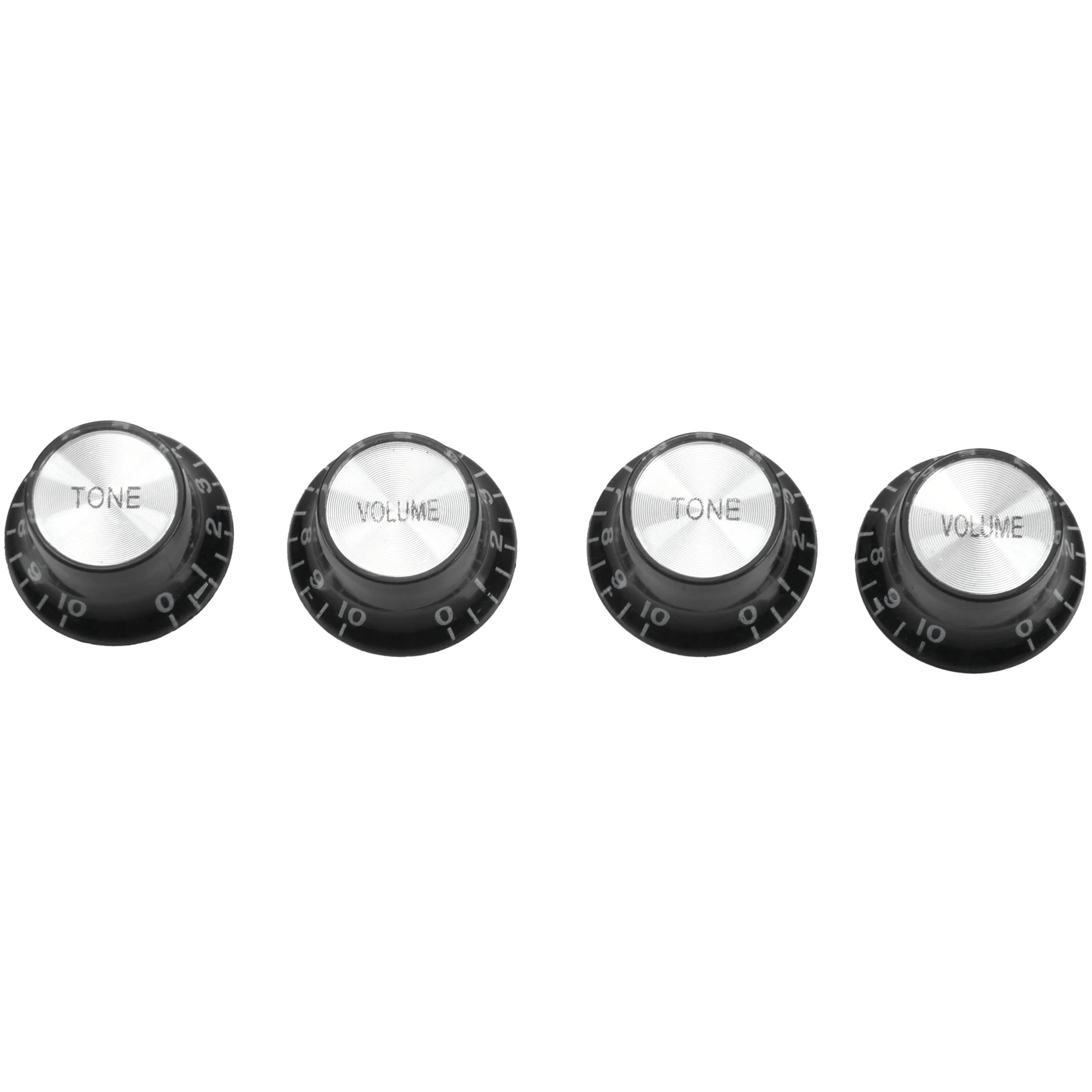 Guitar Knobs 2 Volumes and 2 Tones Silver Top Hat Bell