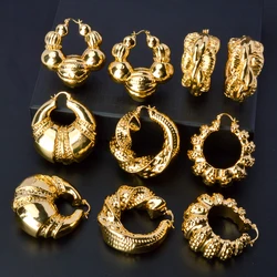 Sunny Jewelry Fashion Hoop Earrings For Women African Nigeria Large Twist Round Flower Copper Earring Party Wedding Lady Gift