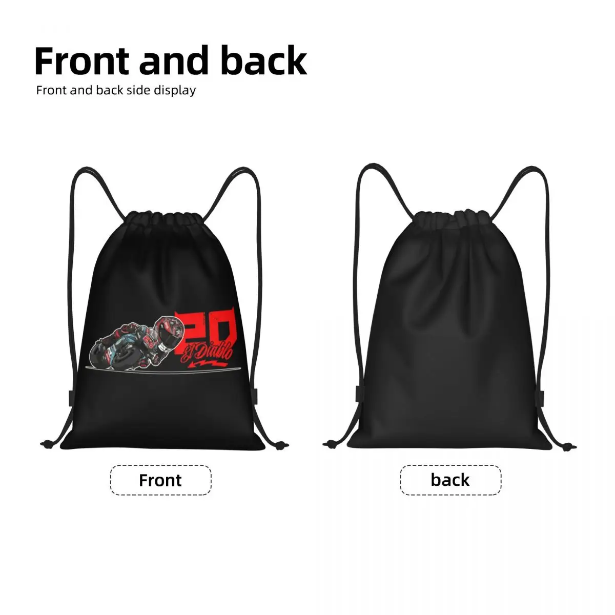 Fabio Quartararo El Diablo 20 Drawstring Bags Women Men Foldable Sports Gym Sackpack Motorcycle Rider Sports Training Backpacks