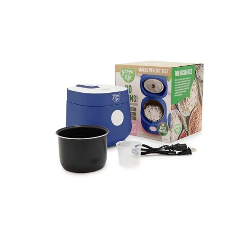 Digital Rice Cooker 2-Cups Uncooked/4-Cups Cooked Removable Nonstick Ceramic PFAS-Free Pot One-Touch Presets Oats Quinoa Brown