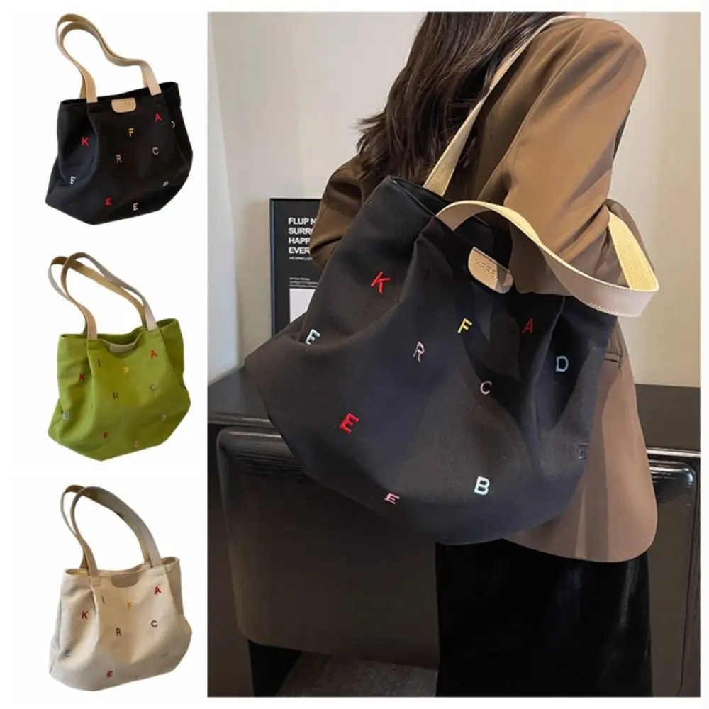 

Casual Embroidery Letter Handbag Simple Lightweight Student Tote Bag Inner Pocket Single Shoulder Women's Single-shoulder Bag