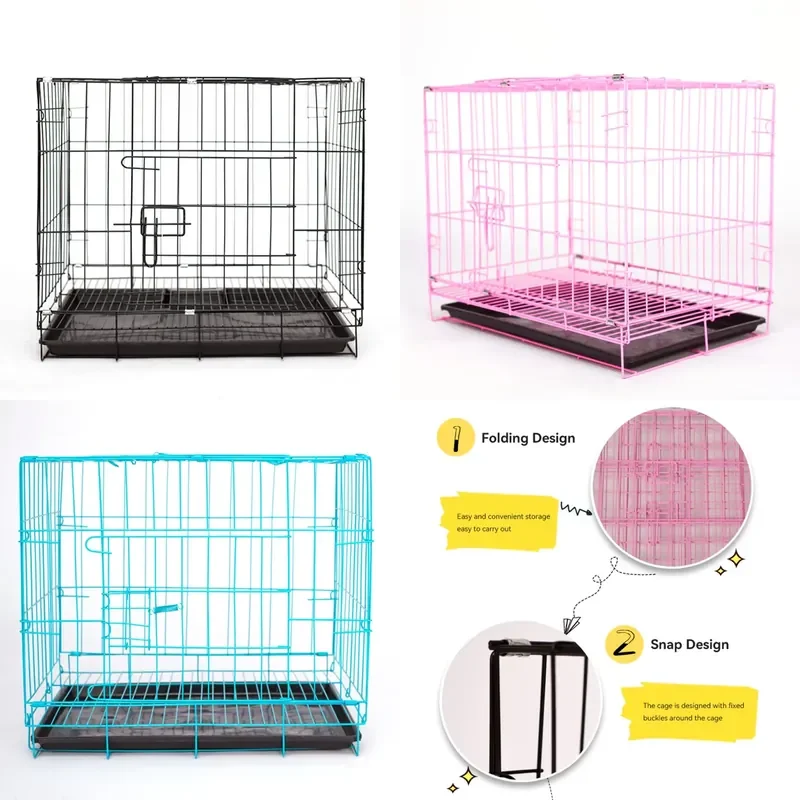 Foldable Cage with Tray for Pet Dog Cat Rabbit Durable Wire Bird Cage