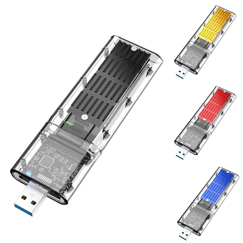 

External M.2 NGFF SATA SSD Enclosure High Speed USB3.0 Gen1 5Gb/S Transparent SATA SSD Hard Drive Case For PC