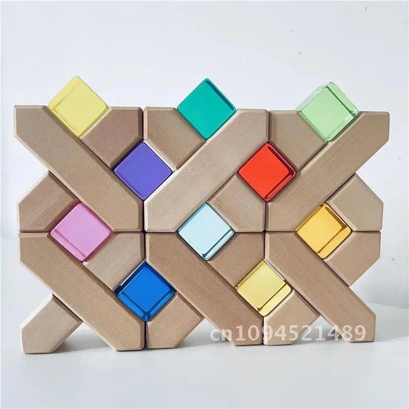 Acrylic Cubes Rainbow Gem Blocks Transparent Stacking Toys Sensory Training Crystal Toys Early Educational Toys for Children