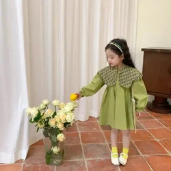 Vestido de manga larga para niñas, ropa de princesa para niños, vestidos de flores, venta al por mayor, otoño y primavera