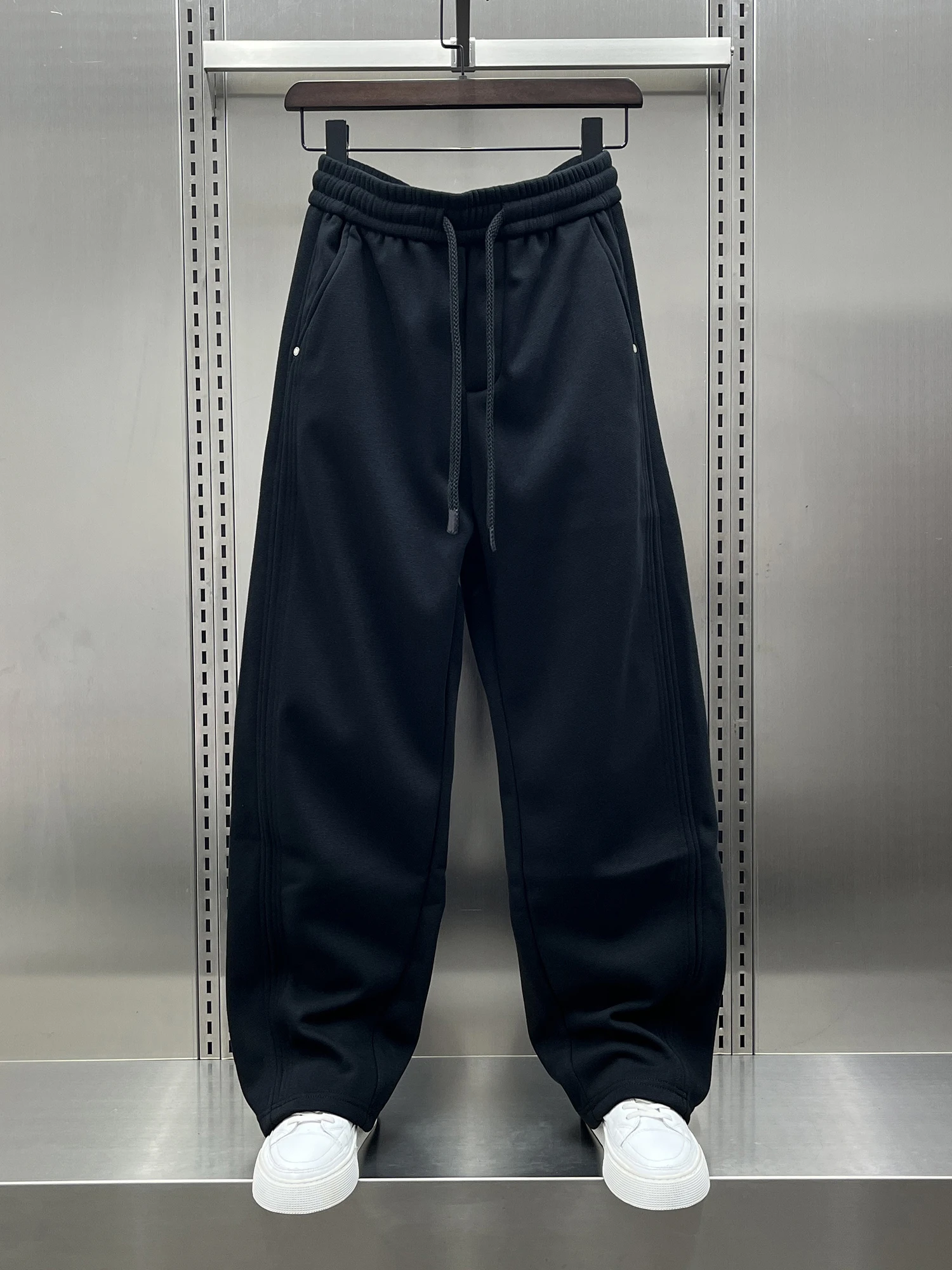 

Мужские повседневные брюки прямого кроя на флисовой подкладке, осенне-зимние, облегающие, черные, спортивные, свободного кроя, удобные, в американском стиле