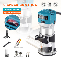 2000W Woodworking Trimmer 6 Speed Adjustable Wood Router Engraving Slotting Machine Electric Hand Trimmer Woodworking Power Tool