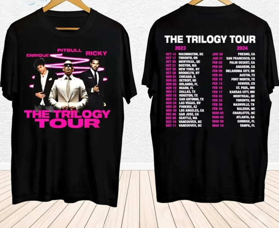 

Thhe Trilogyy Tour 2023 2024 Enriquee Iglesias Pitbull Ricky tshirt