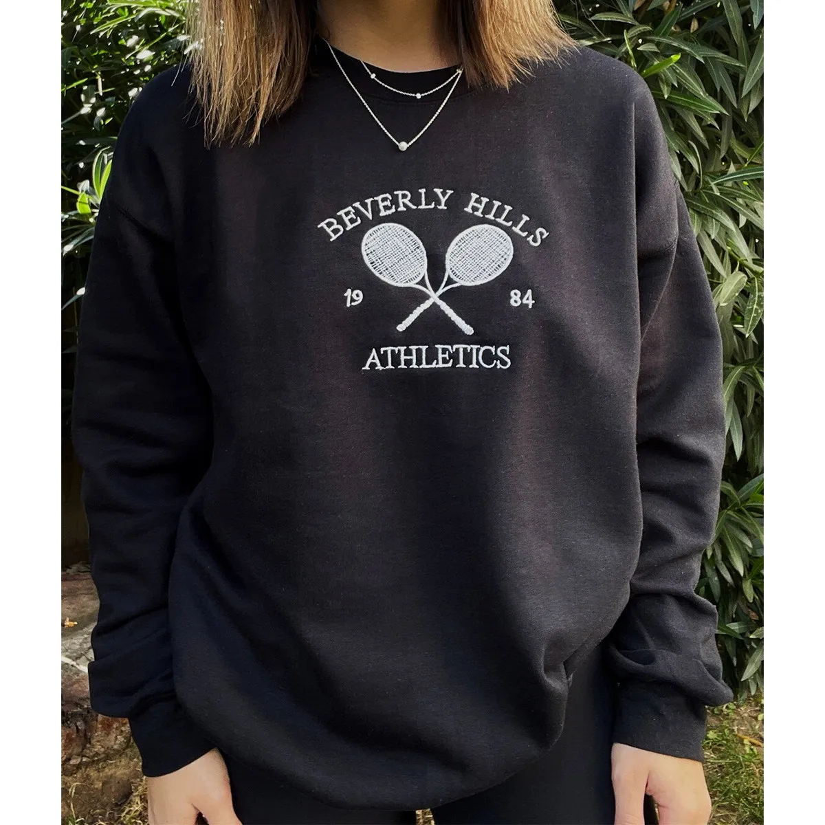 Tennis Club Embroidered Vintage Sweatshirts Women Autumn Thick Fleece Warm Jumpers Crewneck Loose Casual Beverly Hills Pullover