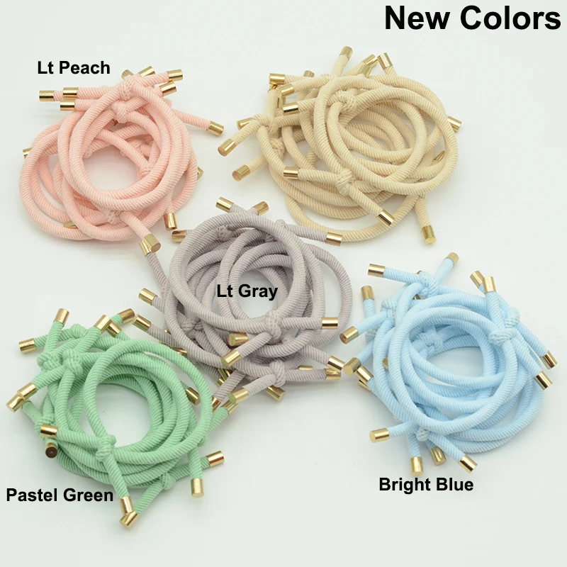 10PCS 34 Colors 5mm Knotted Women Elastic Hair Rubber Bands High Quality Girls Hair Scrunchies Gold Plated Ends Knotted Hair Tie