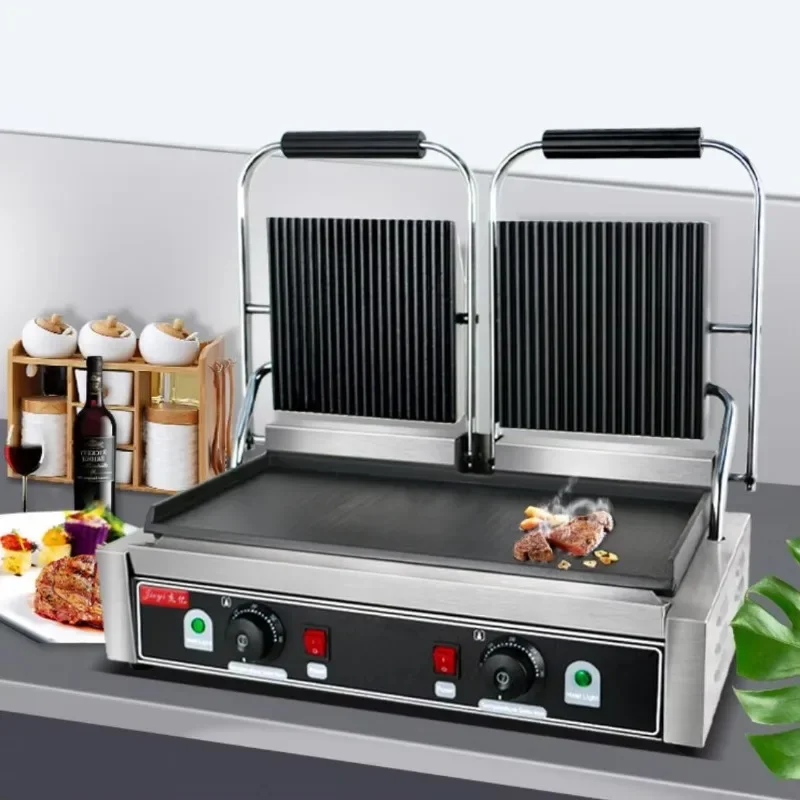 Máquina eléctrica antiadherente para parrilla de carne/panini con parrilla de doble contacto