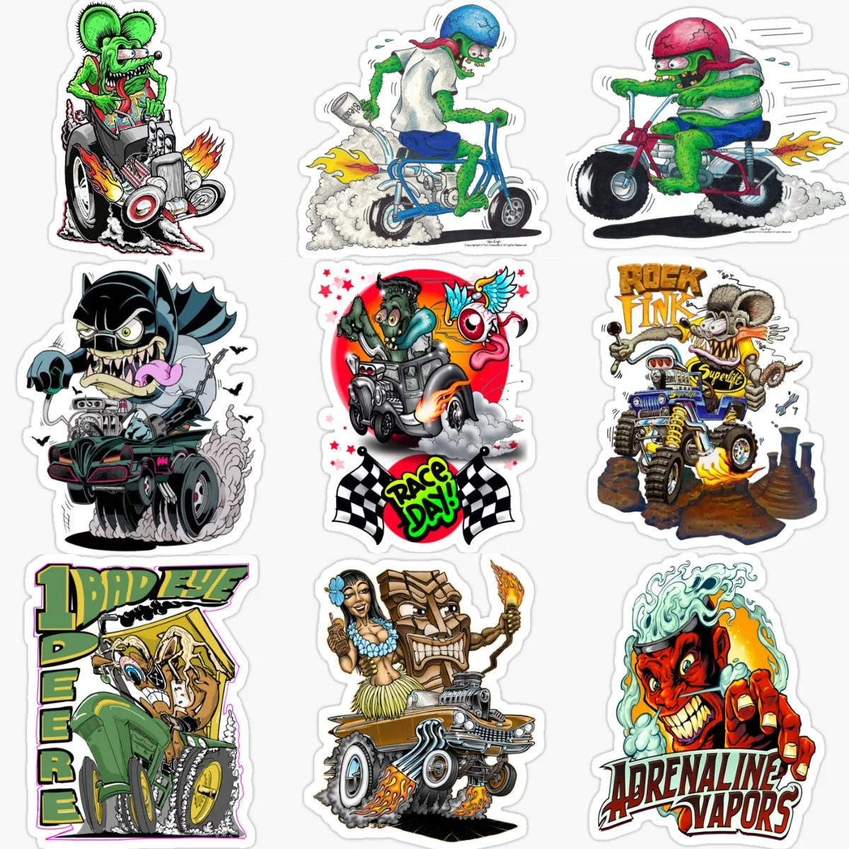 

Crazy Rat Fink Creative PVC Waterproof Sticker for Decorate Car Bicycle Motorcycle Window Wall Fridge Helmet Decal Accessorie