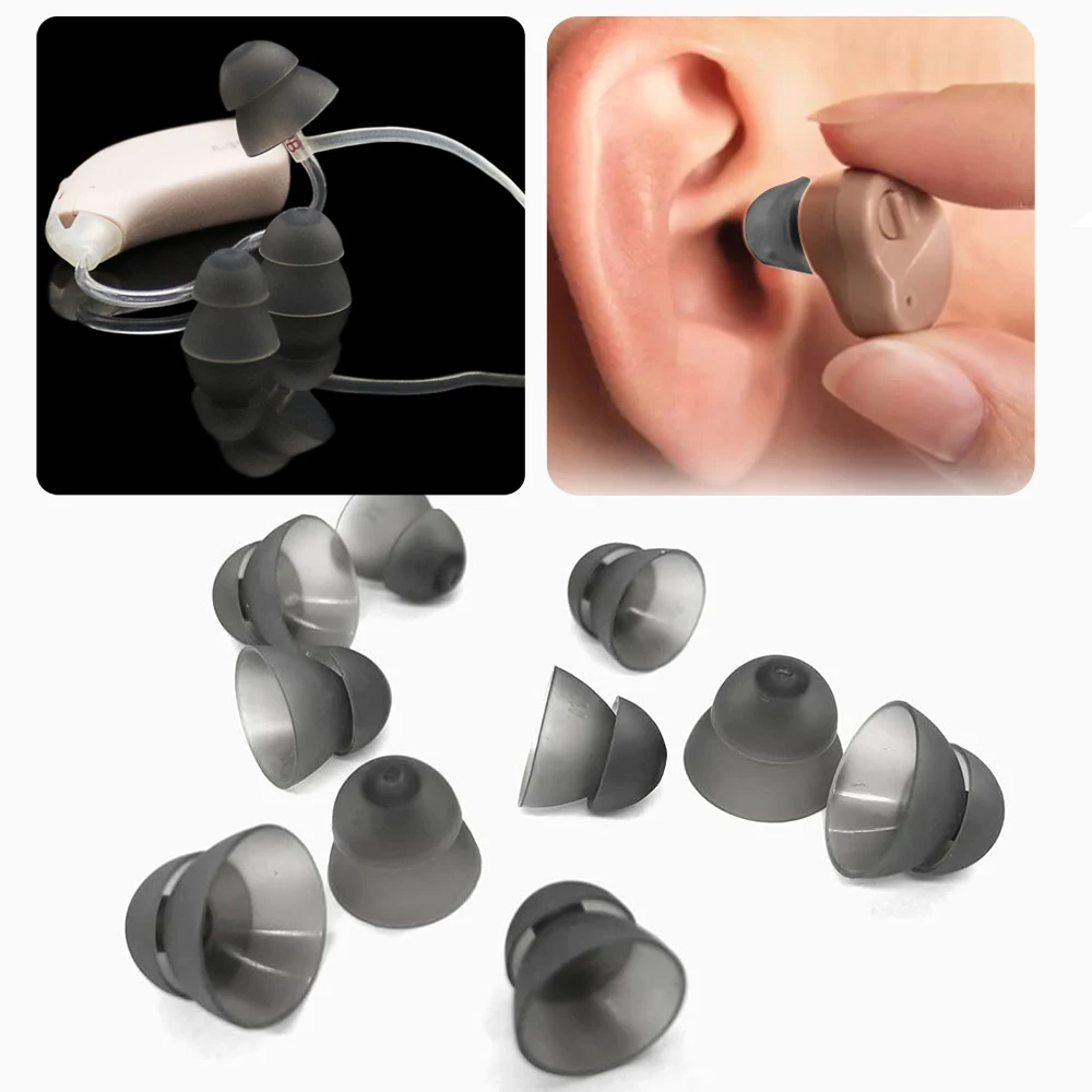 10 pezzi cupole per apparecchi acustici chiusi tappi per le orecchie in silicone doppio strato antistatiche auricolari di ricambio accessorio per apparecchi acustici 8/10/12mm